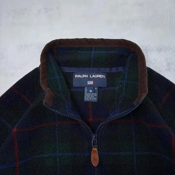 Vintage Plaid Polo Sport Ralph Lauren Quarter Zip Sweater
